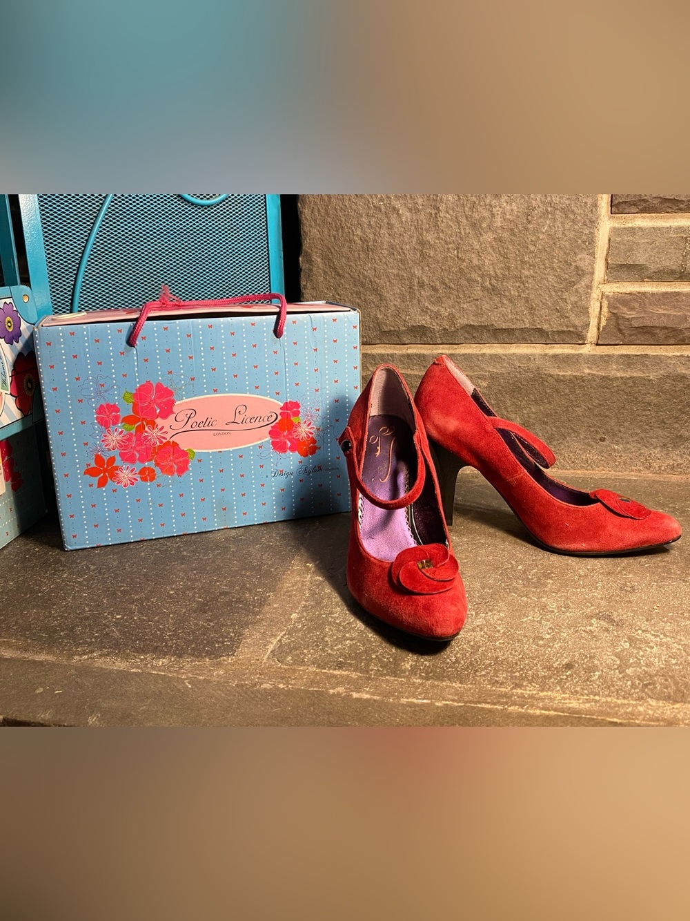 Poetic License Irregular Choice COLLECTORS ITEM Mary Jane heel,red suede,box,8.5